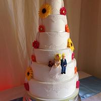 Half & Half bright Wedding cake
