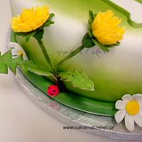 Spring cake with dandelions