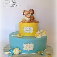 Twins baptism cake 