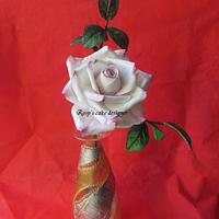 roses boulle de neige ,  rosa bianca con glitter in gum paste