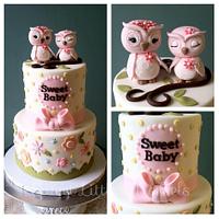 Sweet Owls Baby Shower Cake
