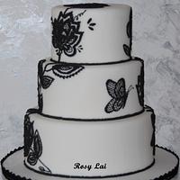 Black royal icing embroidery