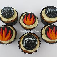 Metallica 40th birthday cake and cupcakes