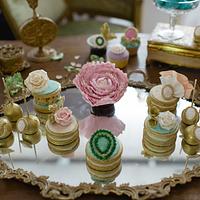 Floral  and jeweled cookies & cupcakes