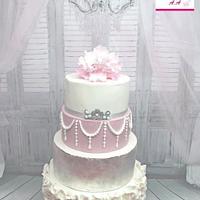 Wedding cake silver and pink