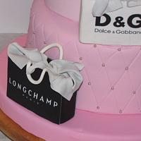 Designer shopping bags cake