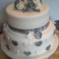 Ivory and Silver 2 Tier Cake