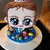 chibi mermaid birthday cake