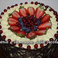 Fruit cake with chocolate collar