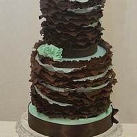 Chocolate Brown and Mint Ruffles