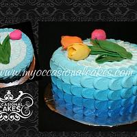 Blue Ombre Petal Cake