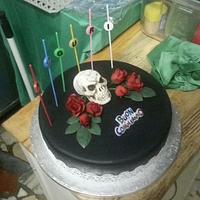 A dark cake for a dark Lady: skull & roses topper
