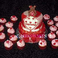 cake with hearts and teddy