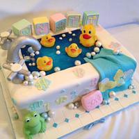 Rub a dub dub look at all the duckies in the tub: Baby Shower cake 