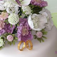 Wedding cake Scabiosa flowers