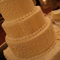 Multi-shape, multi-swirl wedding cake