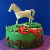 Handsculpted fondant horse cake