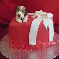Dog and heart cake