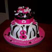 Pink & Black Theme Birthday Cake 