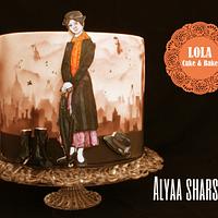 Airbrushing Mary poppins collaboration cake