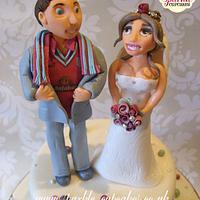Football & Flowers Wedding Cake