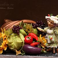 Fruit and vegetable cornucopia. The mistress of the garden