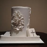 Holy communion Cake with flower detail