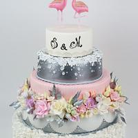 Flamingo wedding cake / tort weselny z flamingami