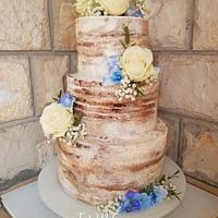 Naked flower wedding cake