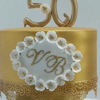 Vickie Golden Wedding Anniverary Cake