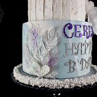 Glittered Winter themed Birthday Cake & Cupcakes