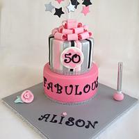 Pink and Silver 2 Tiered Cake