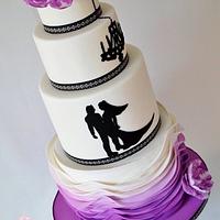 Purple Silhouette Wedding Cake  