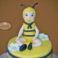 baby bee baptism cake