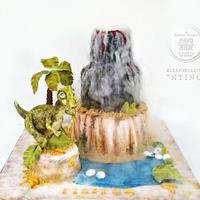 "Dinosaur & Volcano Cake"
