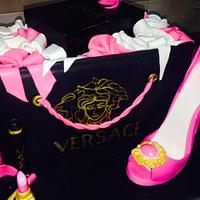 Versace bag and shoe cake