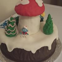 December Smurf birthday cake