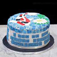 Mosaic Koi & Waterlilly cake