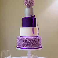 Purple Ruffle Wedding Cake