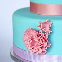 Pink and blue ruffles cake