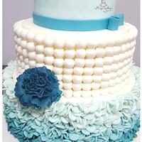 Teal ombre wedding cake theme