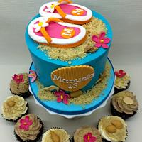 Beach cake & assorted cupcakes