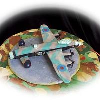 Lancaster Bomber Topper on Chocolate Camouflage Cake