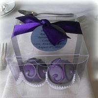 Pewter and Purple Cake Bite Wedding Favors