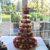 Burgundy and Cream Wedding Cupcake tower