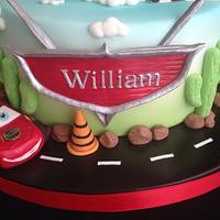 Lightning McQueen and Dusty Crophopper cake 