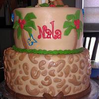 Simba and Nala baby shower cake to match bedding.