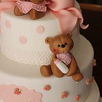 Christening cake and sweet table for baby girl