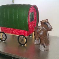 A gypsy wagon and horse