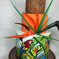 Stained glass Bird of Paradise cake